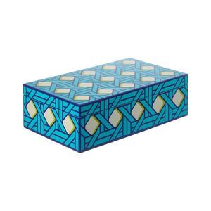 Jonathan Adler Medium Lacquer Basketweave Box, Blue